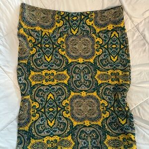 LuLaRoe Paisley Pencil Skirt - Green and Yellow